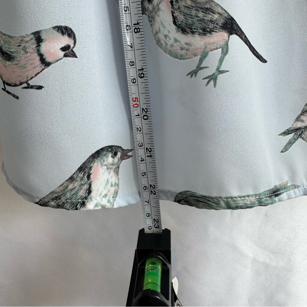 West Moon Blue Bird Print Blouse Medium Made in LA Cottagecore Whimsical Top - Picture 4 of 12